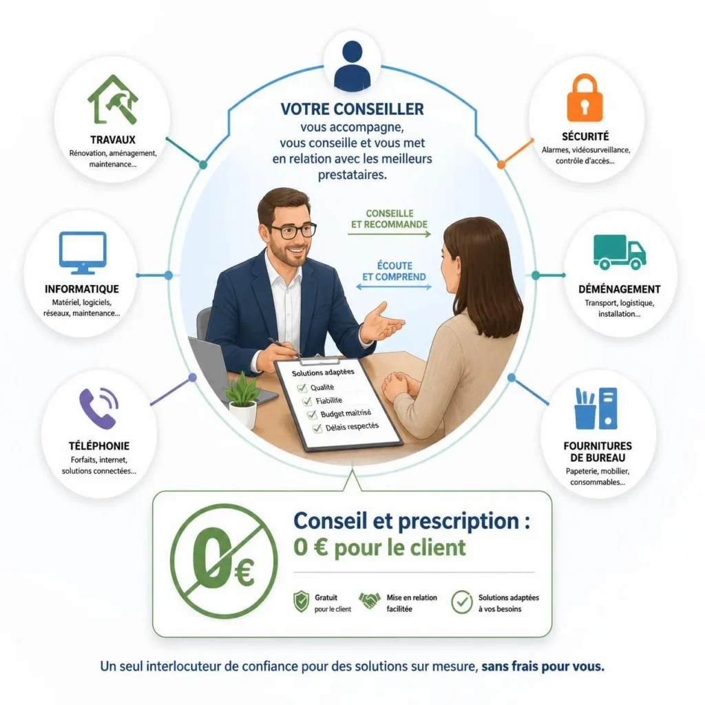Schéma du conseil et de la prescription ECS, sans frais pour le client